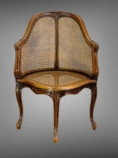 FAUTEUIL DE BUREAU EN NOYER ET CANNÉ " DIT COUILLARD " DU XIXe DE STYLE LOUIS XV