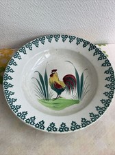 Ancienne Grande Assiette Creuse Plat Décor Coq Table Rétro