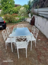 mobilier de jardin vintage en fer blanc Hall Bradley