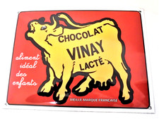 PETITE PLAQUE EMAILLEE BOMBÉE CHOCOLAT VINAY LACTÉ EMAIL REPLICA 32x24 cm