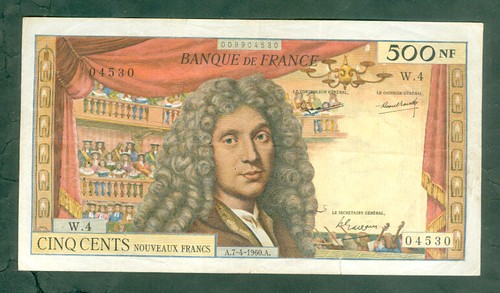 Rare billet 500nf molière - de,