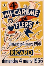AFFICHE POSTER Flers Ricard Mi Carême 1956