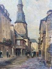 Tableau & Peinture Huile Sur Toile Vue De Village & Personnage XIX Eme Painting