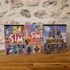 LOT JEU PC BIG BOX LES SIMS DISQUE ADDITIONNEL CIB SIM CITY 3000 FR COMPLET TBE