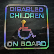 Handicapé Enfants à Bord Voiture Vinyle Autocollant Hologramme Argent Neo Chrome