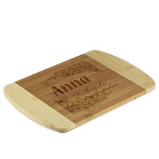 Planche à Découper Bambou à Deux Couleurs Incl. Gravure Motif Vintage Pour