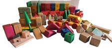 Jeu de Construction Bois Heros + de 80 Pièces Vintage Rétro Blocs Ville Train 