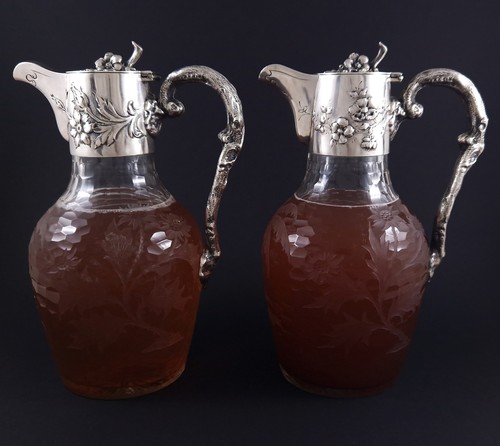Paire aiguières cristal - en,