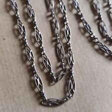 Chaine Collier Sautoir XIXe argent massif filigrane 1.44 m poinçon hure sanglier