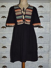 ROBE TUNIQUE NOIRE BRODEE BOHEME CHIC MAJE T 2 F 36 38 I 40 42 NEUVE