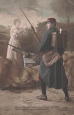 CP PATRIOTIQUE SOLDAT FUSIL BAIONNETTE MITRAILLETTE - FIANCEE - 36851