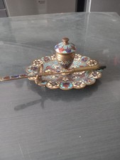 encrier ancien Cloisonné  Et Porte Plume