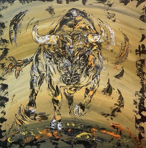 Peinture toile taureau corrida - peinture,