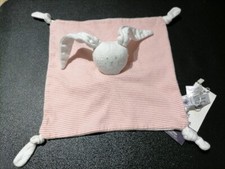 Doudou plat lapin blanc et rose rayé Petit bateau État Neuf 