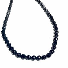 Ancien XIXe Collier En Perle De Jais Facetté 47 Cm Jet Necklace