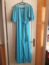 Ensemble déshabillé bleu manches courtes chemise de nuit bretelles T M.