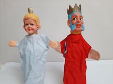 Lot de 2 anciennes MARIONNETTES à doigt " le Roi et sa Reine "