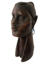 Buste africain en bois d'ébène, Sculpture De femme, Bois Précieux Dense Vintage
