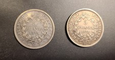 Lot De 2 Pieces De 5 Francs Hercule 1873 A - Bel État 
