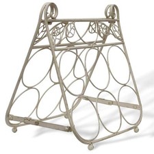 Porte-bouteilles vin métal fer 34cm style antique blanc crème