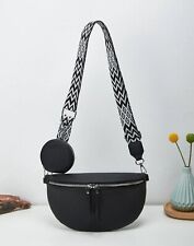 Sac Banane + Porte Monnaie Noir Simili Cuir Zippé Sacoche Femme Réglable