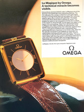 1978 OMEGA vintage watch ULTRA SLIM FLAT  Print Ad  !! BLACK  GOLD II