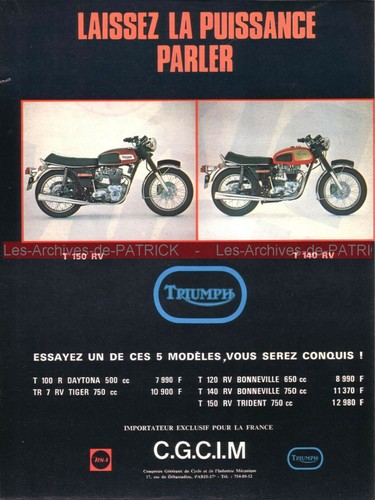 Publicité triumph t150 - t150, et