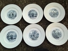 6 Assiettes parlantes Bordeaux vieillard 19 eme les mois de l 'année 