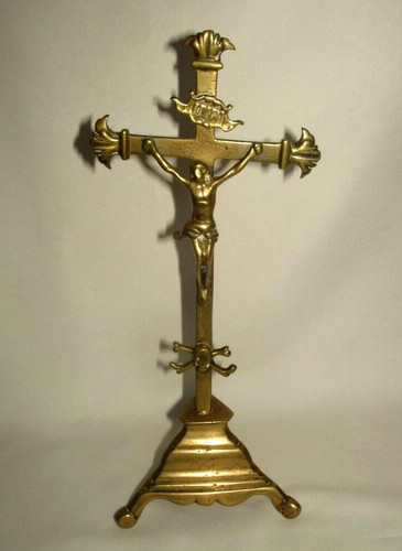 Crucifix bronze sur socle - crucifix,