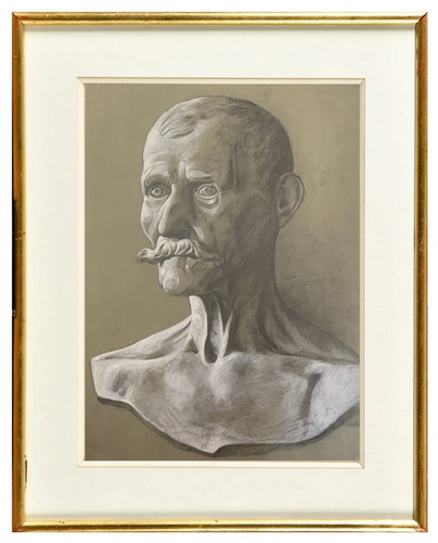 Ancien superbe dessin buste - et,