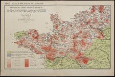 1887 - Récolte des cidres en Bretagne et Normandie - Carte ancienne choroplèthe