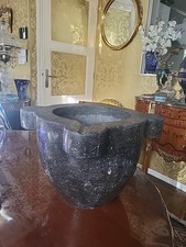 Ancien Gros Mortier En Marbre Noir 23,4 Kg France