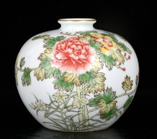 3,6 "Qing marqué pastel porcelaine fleur mots motif pot pot crock