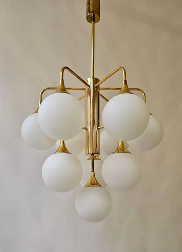 Lustre avec globes opaline - avec,