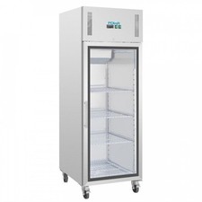 Armoire vitrée inox réfrigérée positive 600 Litres, 1 porte vitrée GN 2/1, 300 W