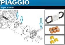 Kit Révision Courroie galets Guides D'Origine Piaggio X7 X8 X9 Xevo 125 4T