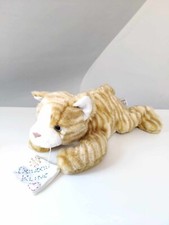 Peluche/Doudou Chat Allongé Blanc Roux/Orange Tigré/Rayé 33cm - Anna Club Plush