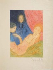 Alain BONNEFOIT : Le coucher, Gravure originale signée