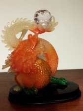 Vintage Resin Dragon W/ Crystal Ball Statue Feng Shui Home Decor. Year Of Dragon