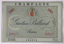BILLIARD GAËTAN - à REIMS - ÉTIQUETTE CHAMPAGNE - MILLÉSIME 1983 - #7212