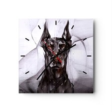 Horloge murale en verre 40x40cm Silencieuse chien abstraction Wall Clock