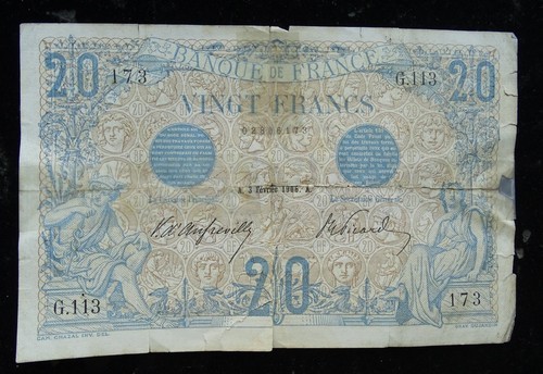 Billet francs bleu - de,