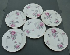  6 assiettes à dessert en porcelaine décor de roses DN2400/2