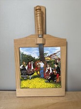 Planche Plateau à Fromages Carrelage Encadré De Bois Et Couteau Portugal Vintage