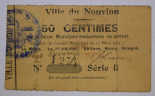 Carton de nécessité - Ville de Nouvion 50c remboursable au porteur 1915