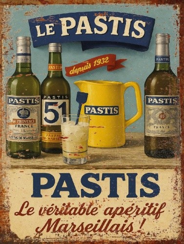 Plaque métal vintage pastis - vintage,