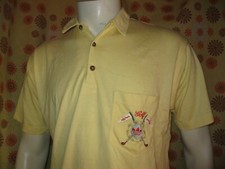 Vintage Ancien POLO ADIDAS GOLF CLUB JAUNE TM Chemise Jersey Camiseta Old School