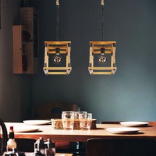 Lampe Suspendue Lustre Table En Chanvre Luminaire de Cuisine Bois H 120 CM 2x