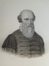 BEAU DESSIN PORTRAIT BERNARD PALISSY EMAILLEUR RENAISSANCE FONTAINEBLEAU 1830