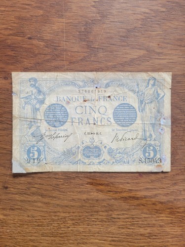 France billet ancien cinq - 5,